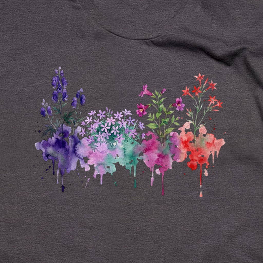 Watercolor Crater Lake Wildflowers T-Shirt