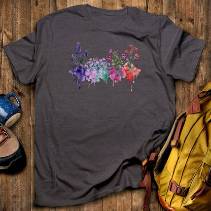 Watercolor Crater Lake Wildflowers T-Shirt