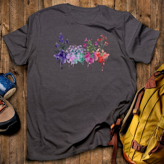 Watercolor Crater Lake Wildflowers T-Shirt