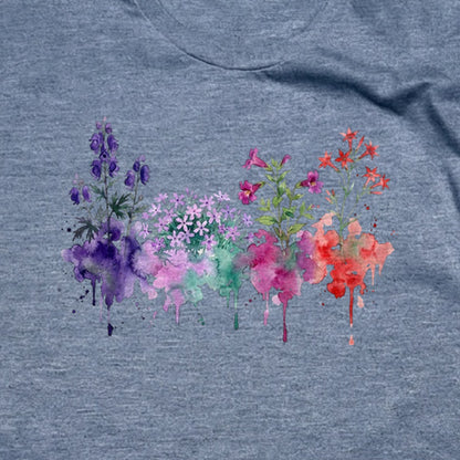 Watercolor Crater Lake Wildflowers T-Shirt