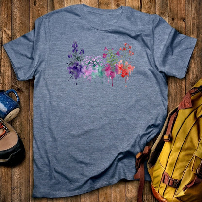 Watercolor Crater Lake Wildflowers T-Shirt