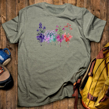 Watercolor Crater Lake Wildflowers T-Shirt