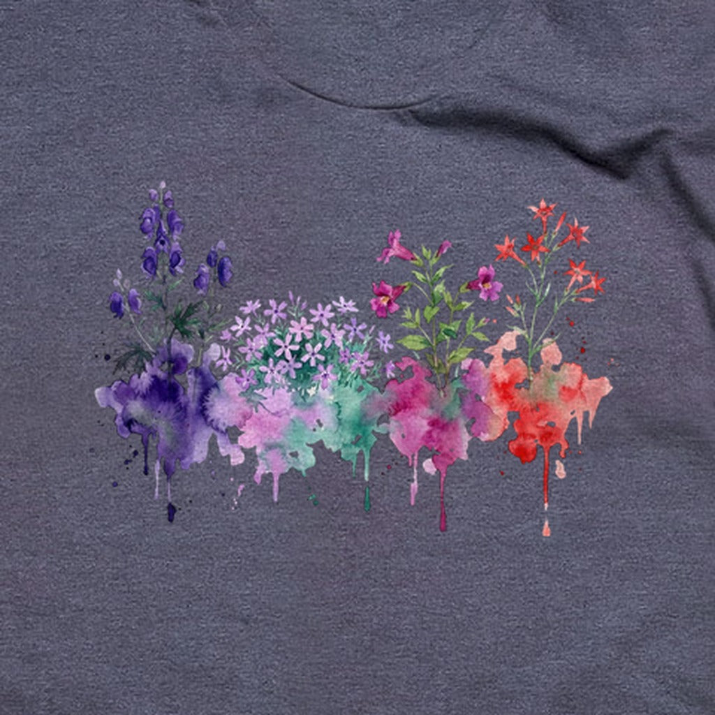 Watercolor Crater Lake Wildflowers T-Shirt