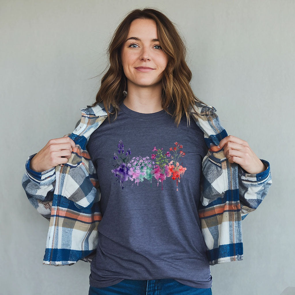 Watercolor Crater Lake Wildflowers T-Shirt
