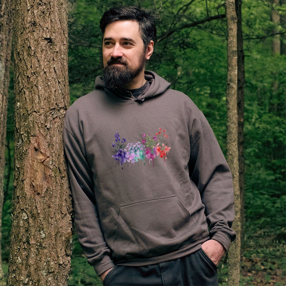Watercolor Crater Lake Wildflowers Hoodie
