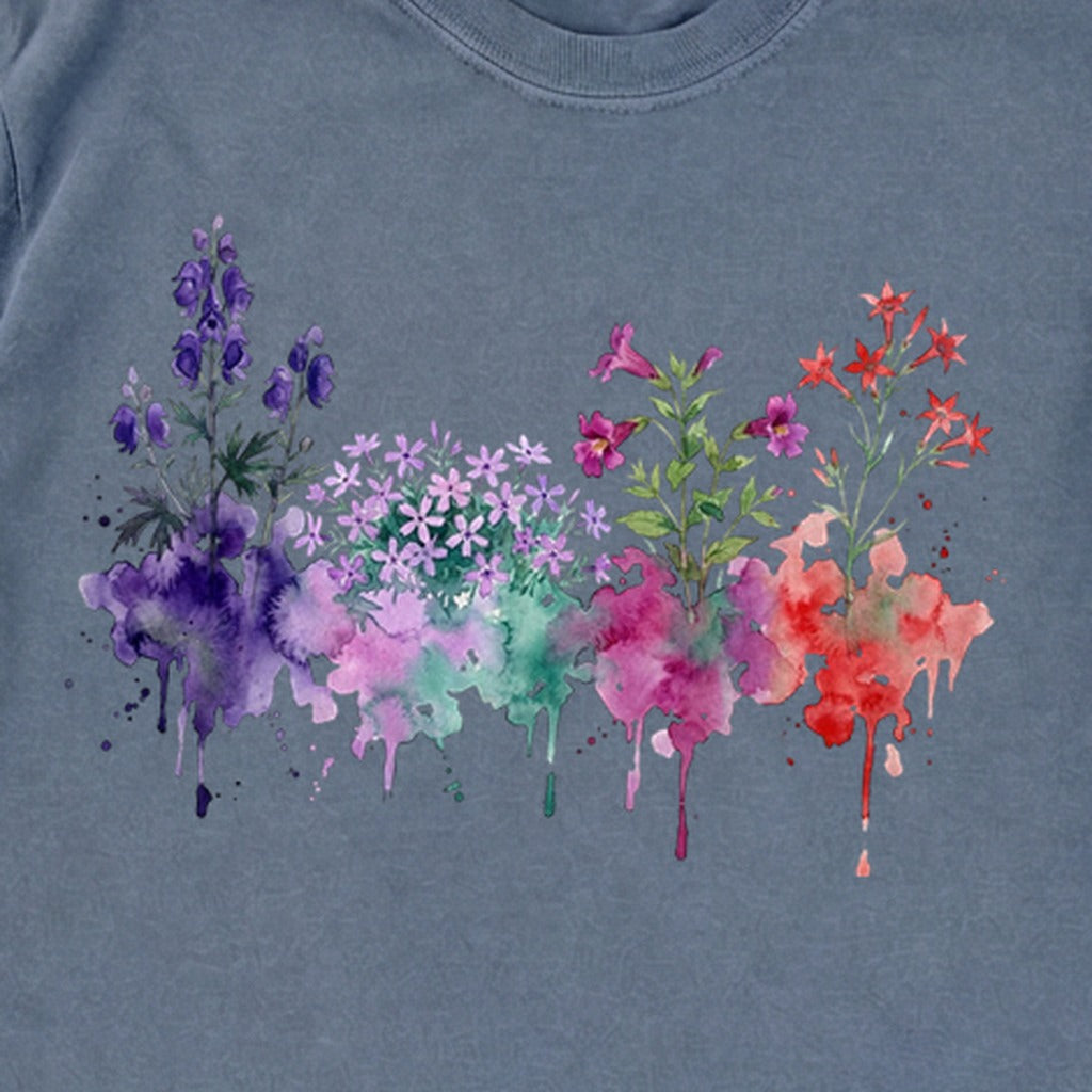 Watercolor Crater Lake Wildflowers Premium Long Sleeve