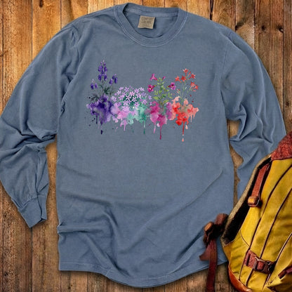 Watercolor Crater Lake Wildflowers Premium Long Sleeve