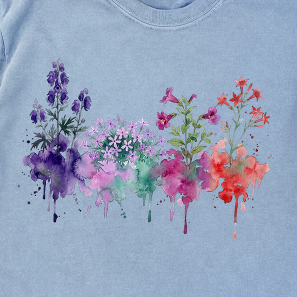 Watercolor Crater Lake Wildflowers Premium Long Sleeve