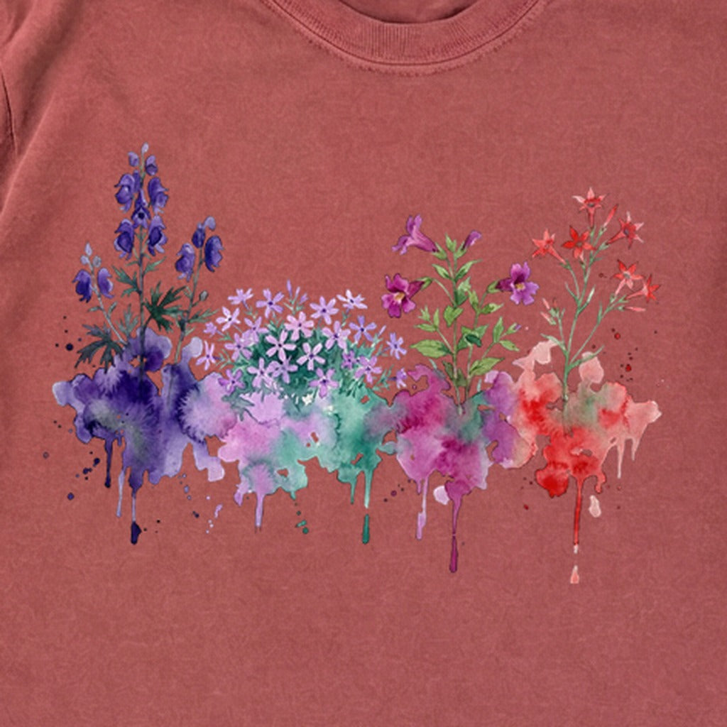 Watercolor Crater Lake Wildflowers Premium Long Sleeve