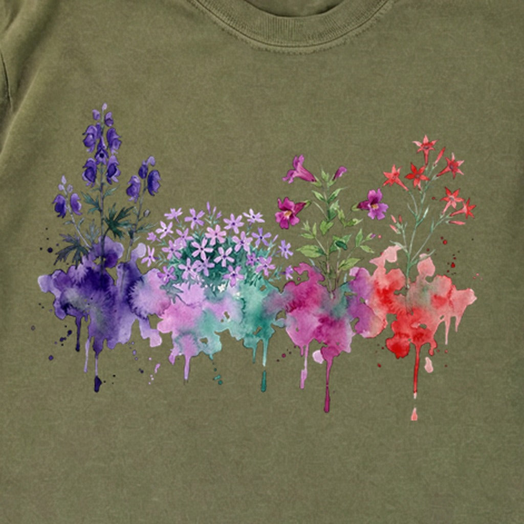 Watercolor Crater Lake Wildflowers Premium Long Sleeve