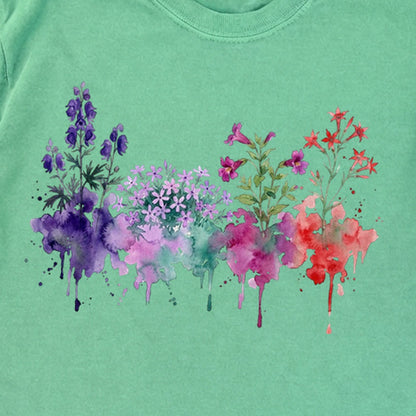 Watercolor Crater Lake Wildflowers Premium Long Sleeve