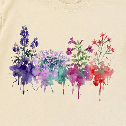 Watercolor Crater Lake Wildflowers Premium Long Sleeve