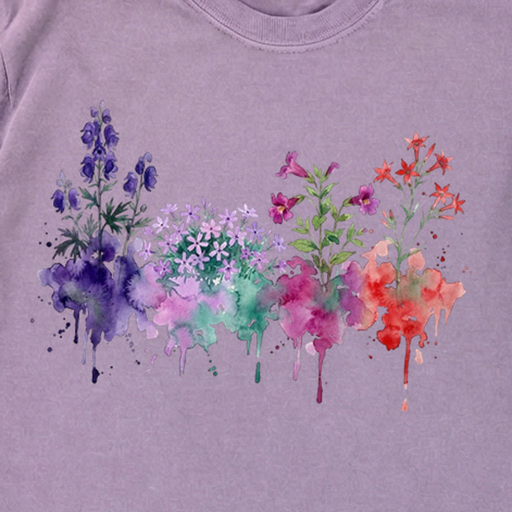 Watercolor Crater Lake Wildflowers Premium Long Sleeve