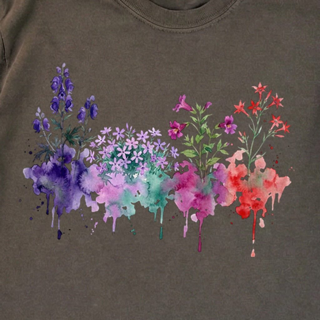 Watercolor Crater Lake Wildflowers Premium Long Sleeve