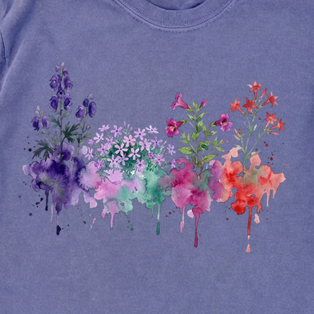Watercolor Crater Lake Wildflowers Premium Long Sleeve