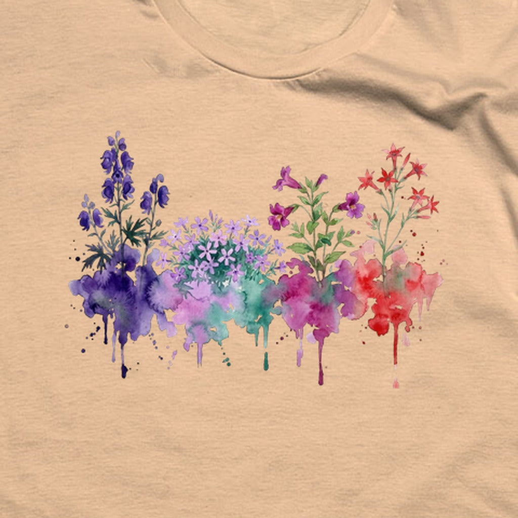 Watercolor Crater Lake Wildflowers T-Shirt