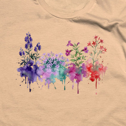 Watercolor Crater Lake Wildflowers T-Shirt