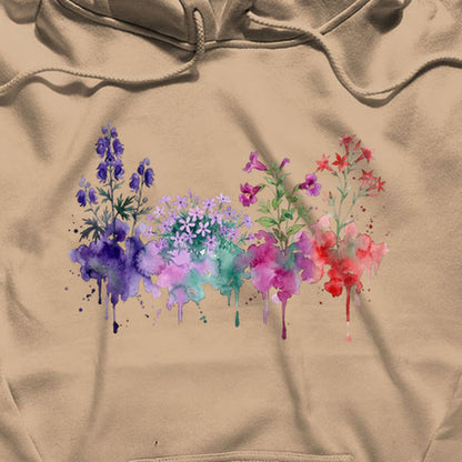 Watercolor Crater Lake Wildflowers Hoodie
