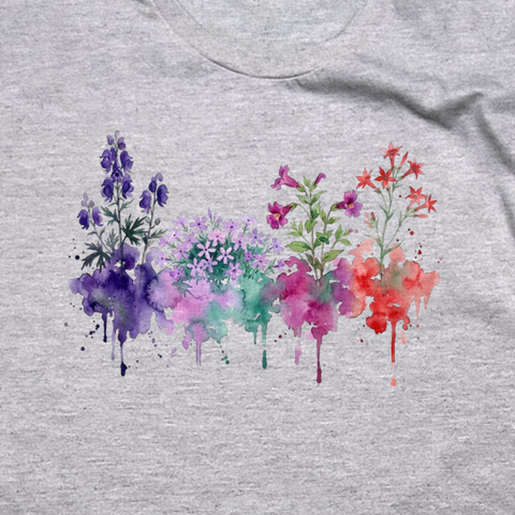 Watercolor Crater Lake Wildflowers T-Shirt