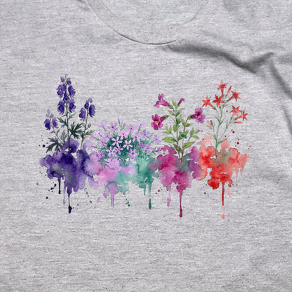 Watercolor Crater Lake Wildflowers T-Shirt