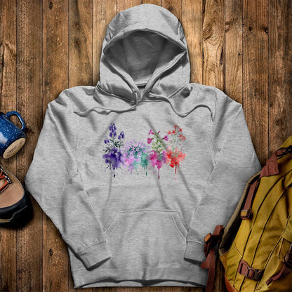Watercolor Crater Lake Wildflowers Hoodie