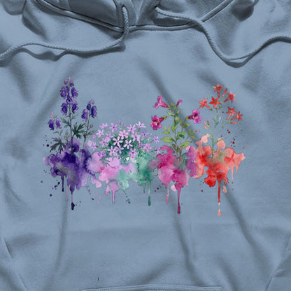 Watercolor Crater Lake Wildflowers Hoodie