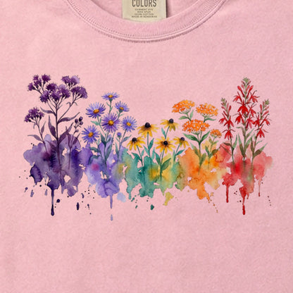 Watercolor Cuyahoga Valley Wildflowers Cotton T-Shirt