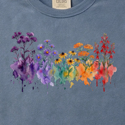 Watercolor Cuyahoga Valley Wildflowers Cotton T-Shirt