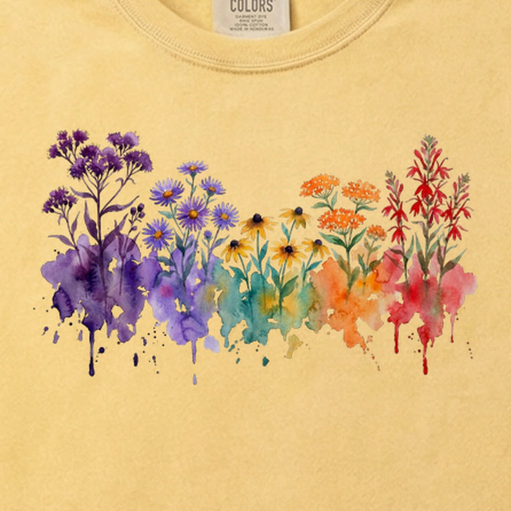 Watercolor Cuyahoga Valley Wildflowers Cotton T-Shirt