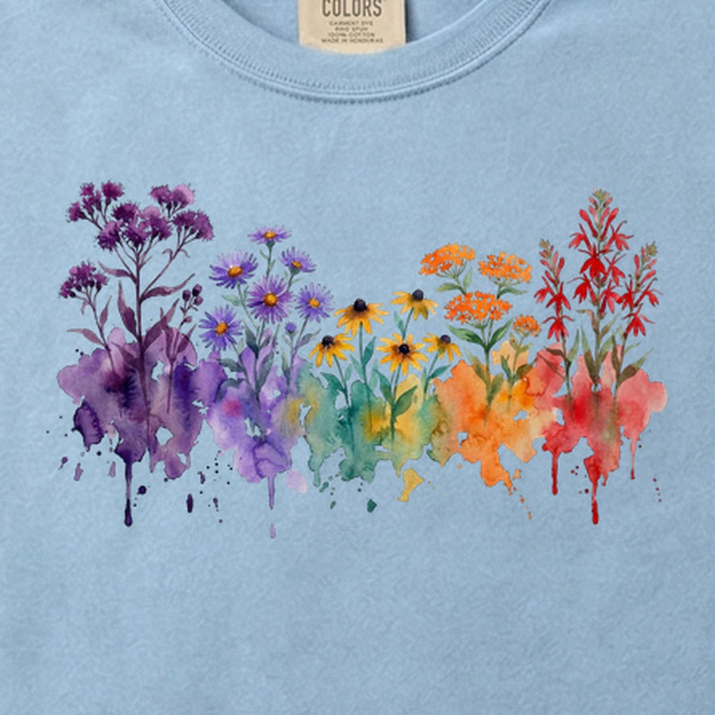 Watercolor Cuyahoga Valley Wildflowers Cotton T-Shirt