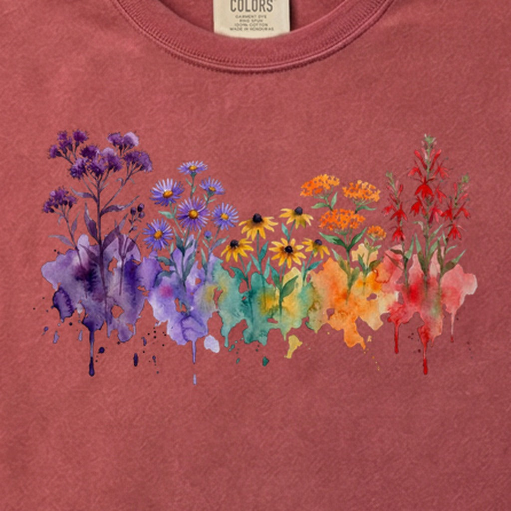 Watercolor Cuyahoga Valley Wildflowers Cotton T-Shirt