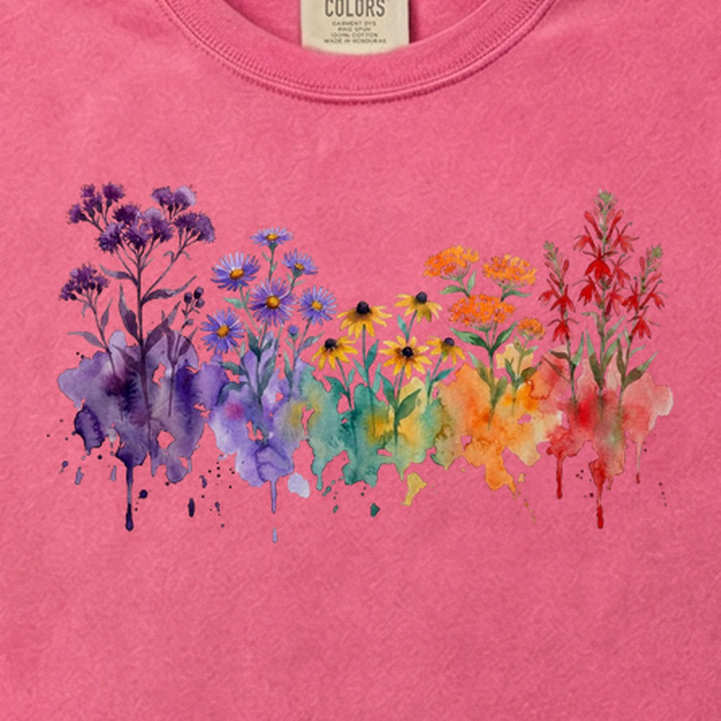 Watercolor Cuyahoga Valley Wildflowers Cotton T-Shirt