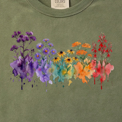Watercolor Cuyahoga Valley Wildflowers Cotton T-Shirt