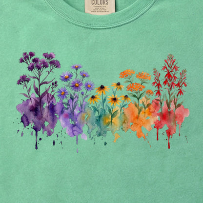 Watercolor Cuyahoga Valley Wildflowers Cotton T-Shirt
