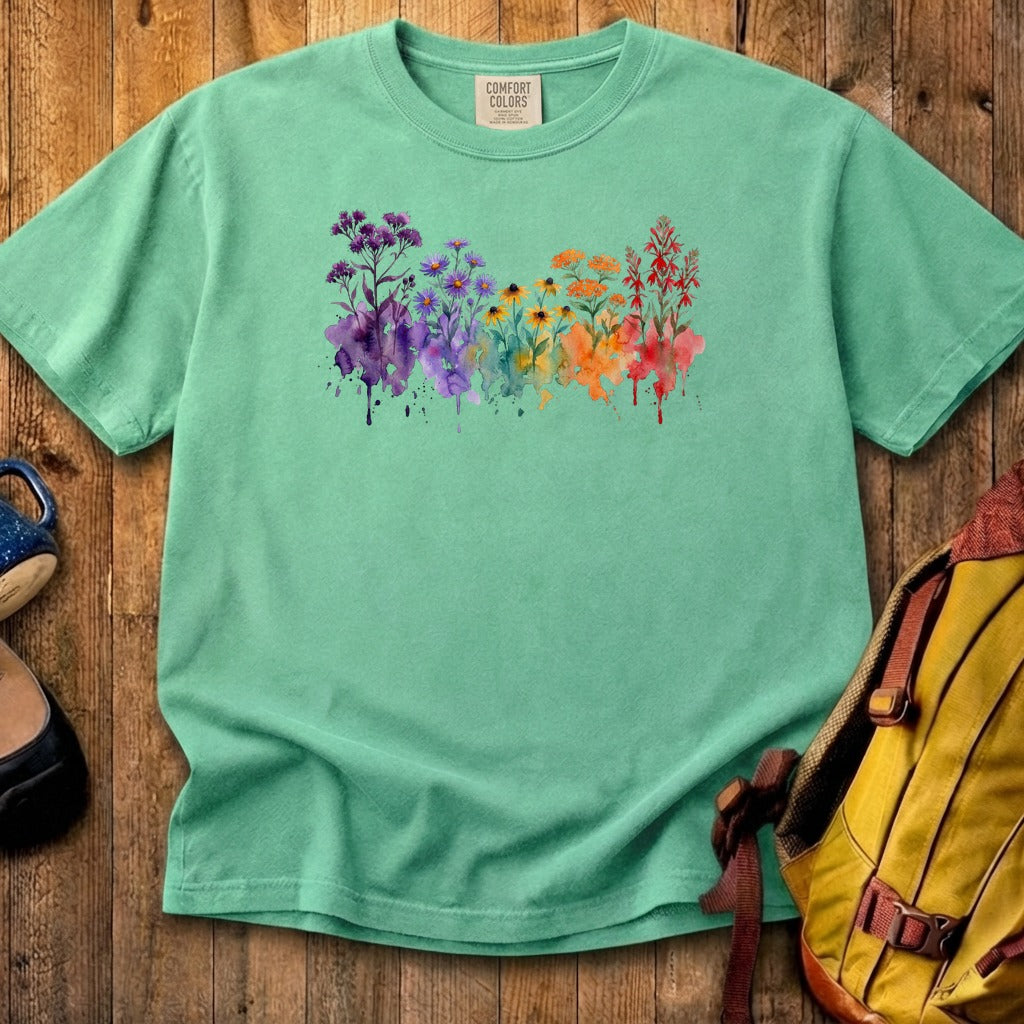 Watercolor Cuyahoga Valley Wildflowers Cotton T-Shirt
