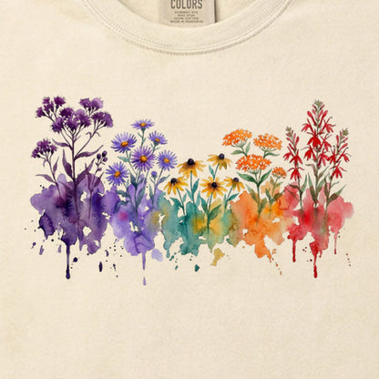 Watercolor Cuyahoga Valley Wildflowers Cotton T-Shirt