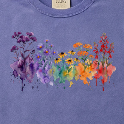 Watercolor Cuyahoga Valley Wildflowers Cotton T-Shirt