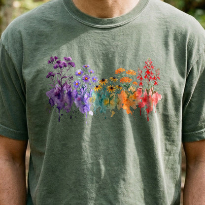 Watercolor Cuyahoga Valley Wildflowers Cotton T-Shirt