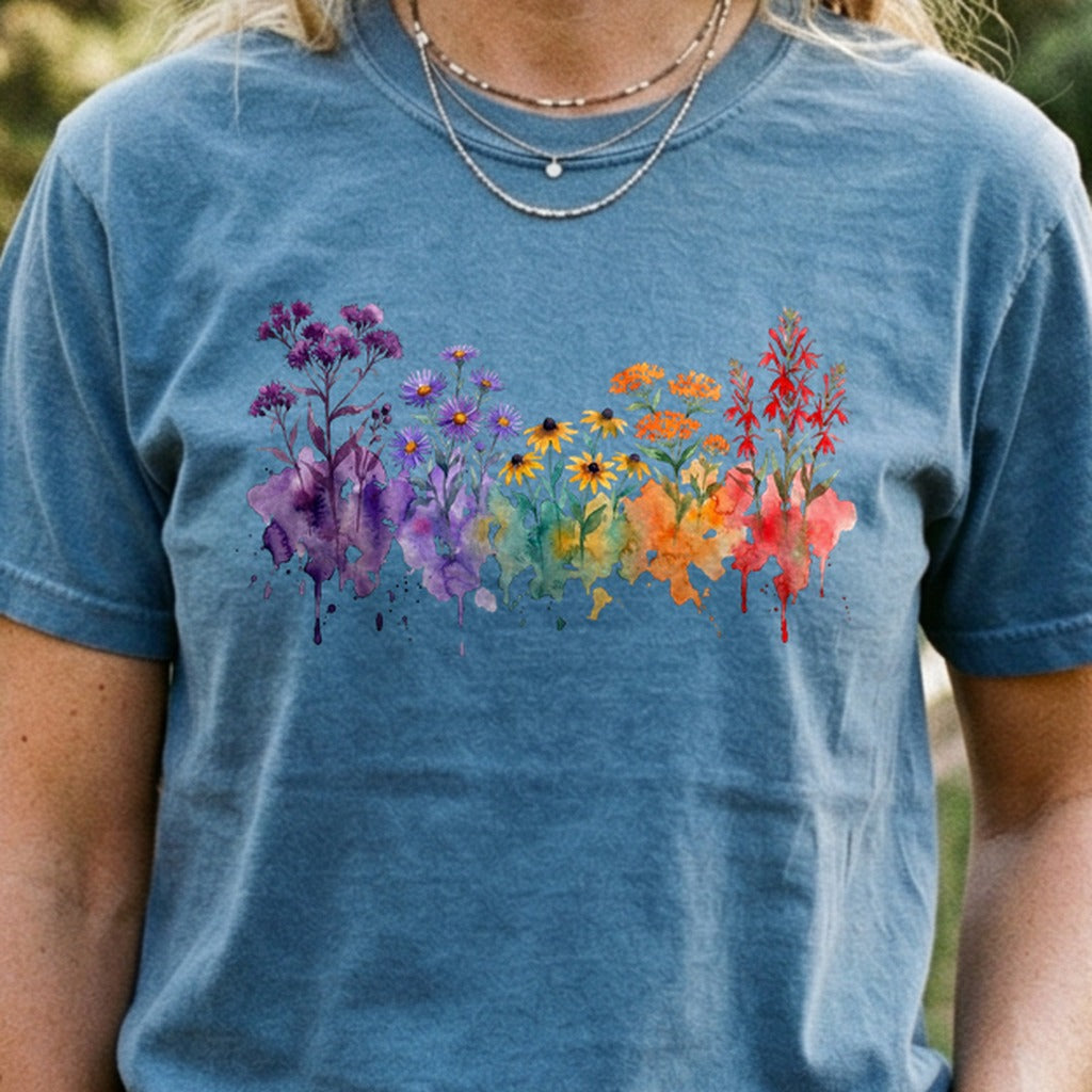 Watercolor Cuyahoga Valley Wildflowers Cotton T-Shirt