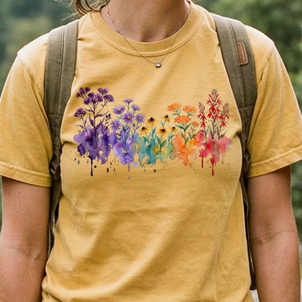 Watercolor Cuyahoga Valley Wildflowers Cotton T-Shirt
