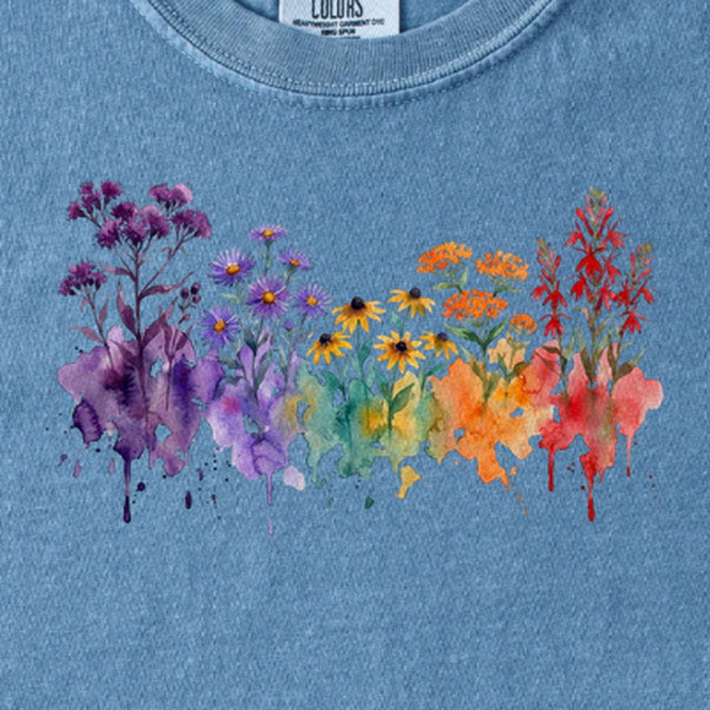 Watercolor Cuyahoga Valley Wildflowers Kids Cotton T-Shirt
