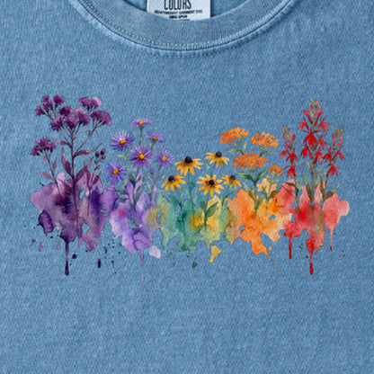 Watercolor Cuyahoga Valley Wildflowers Kids Cotton T-Shirt