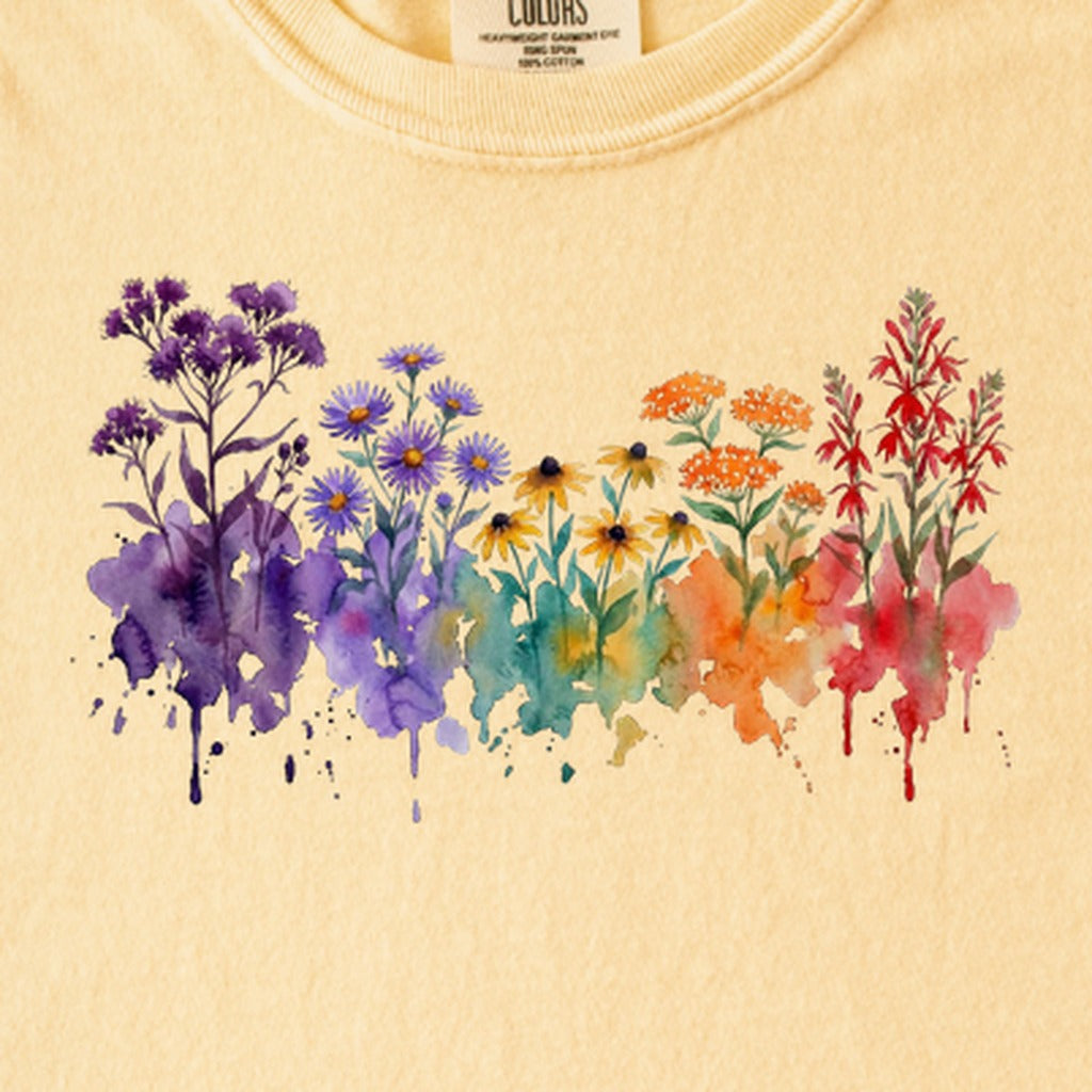Watercolor Cuyahoga Valley Wildflowers Kids Cotton T-Shirt