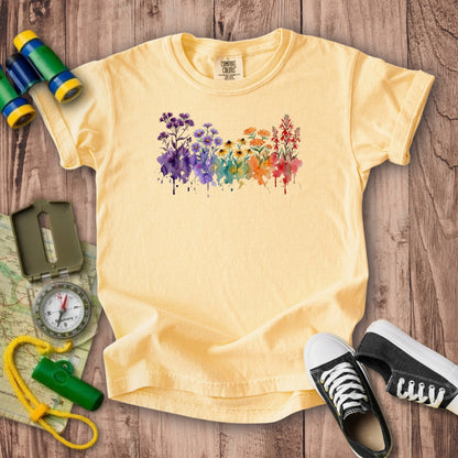Watercolor Cuyahoga Valley Wildflowers Kids Cotton T-Shirt