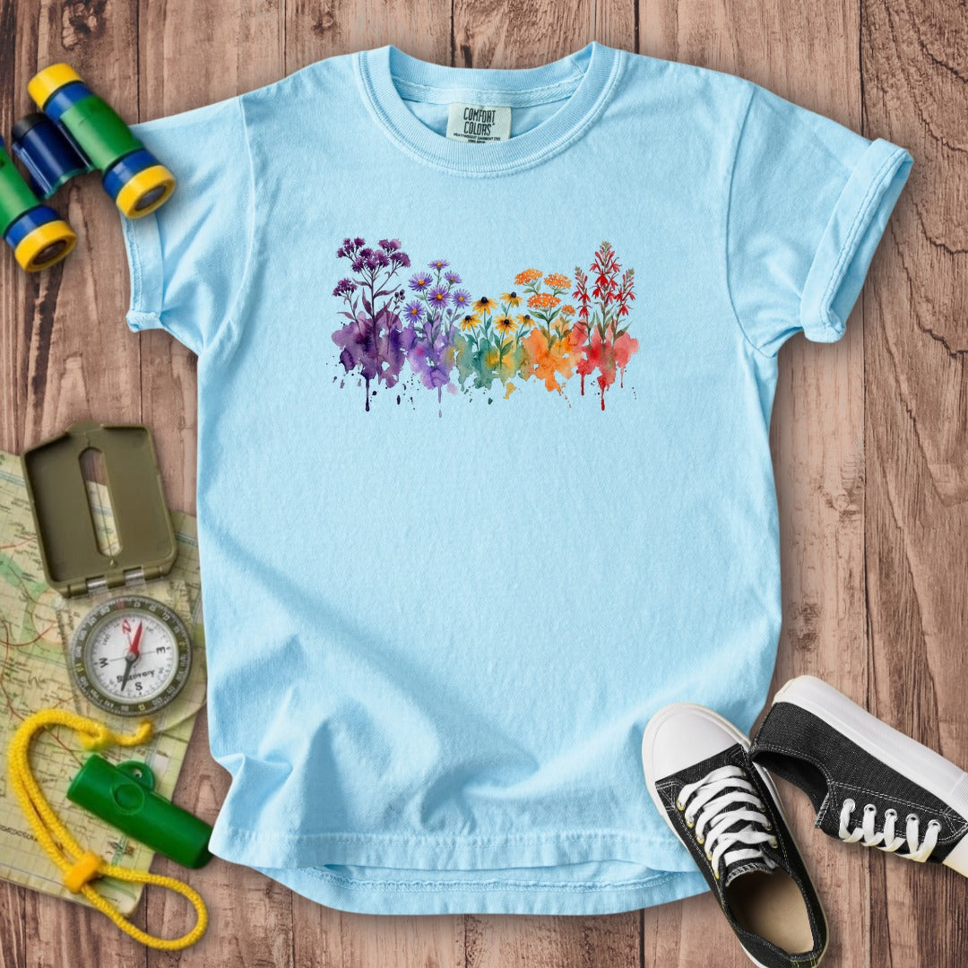 Watercolor Cuyahoga Valley Wildflowers Kids Cotton T-Shirt