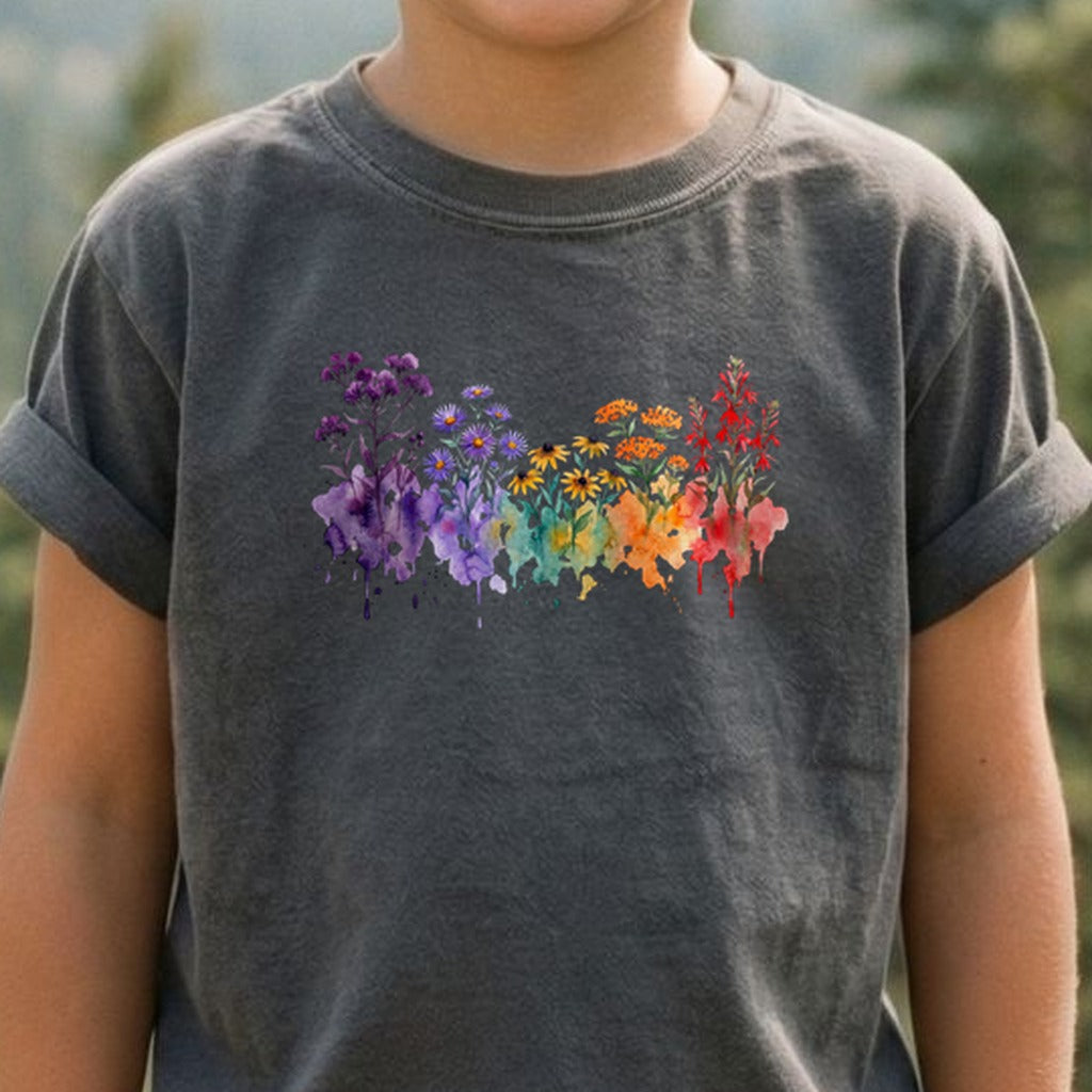 Watercolor Cuyahoga Valley Wildflowers Kids Cotton T-Shirt