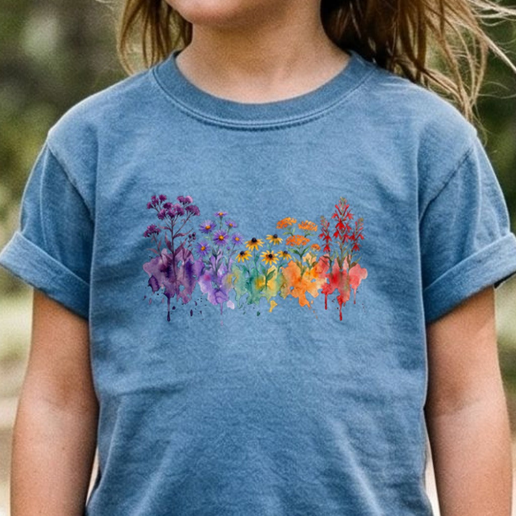 Watercolor Cuyahoga Valley Wildflowers Kids Cotton T-Shirt
