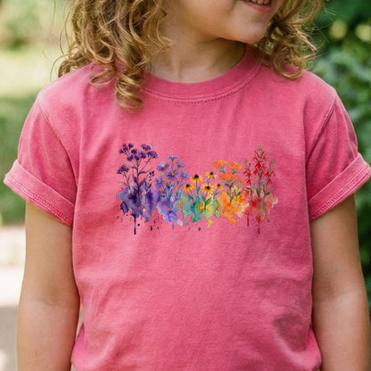 Watercolor Cuyahoga Valley Wildflowers Kids Cotton T-Shirt