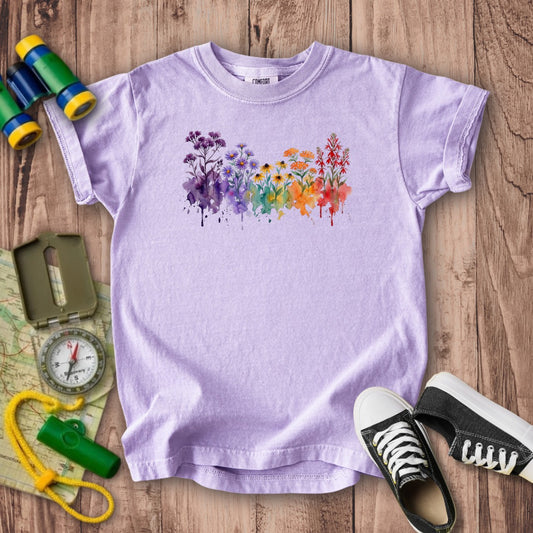 Watercolor Cuyahoga Valley Wildflowers Kids Cotton T-Shirt