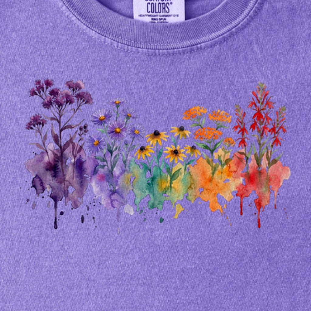 Watercolor Cuyahoga Valley Wildflowers Kids Cotton T-Shirt